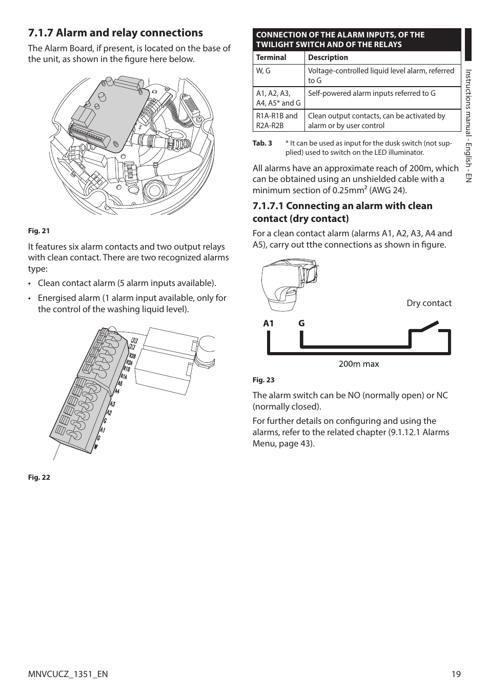 7 alarm and relay connections | Videotec ULISSE COMPACT User Manual | Page 19 / 82