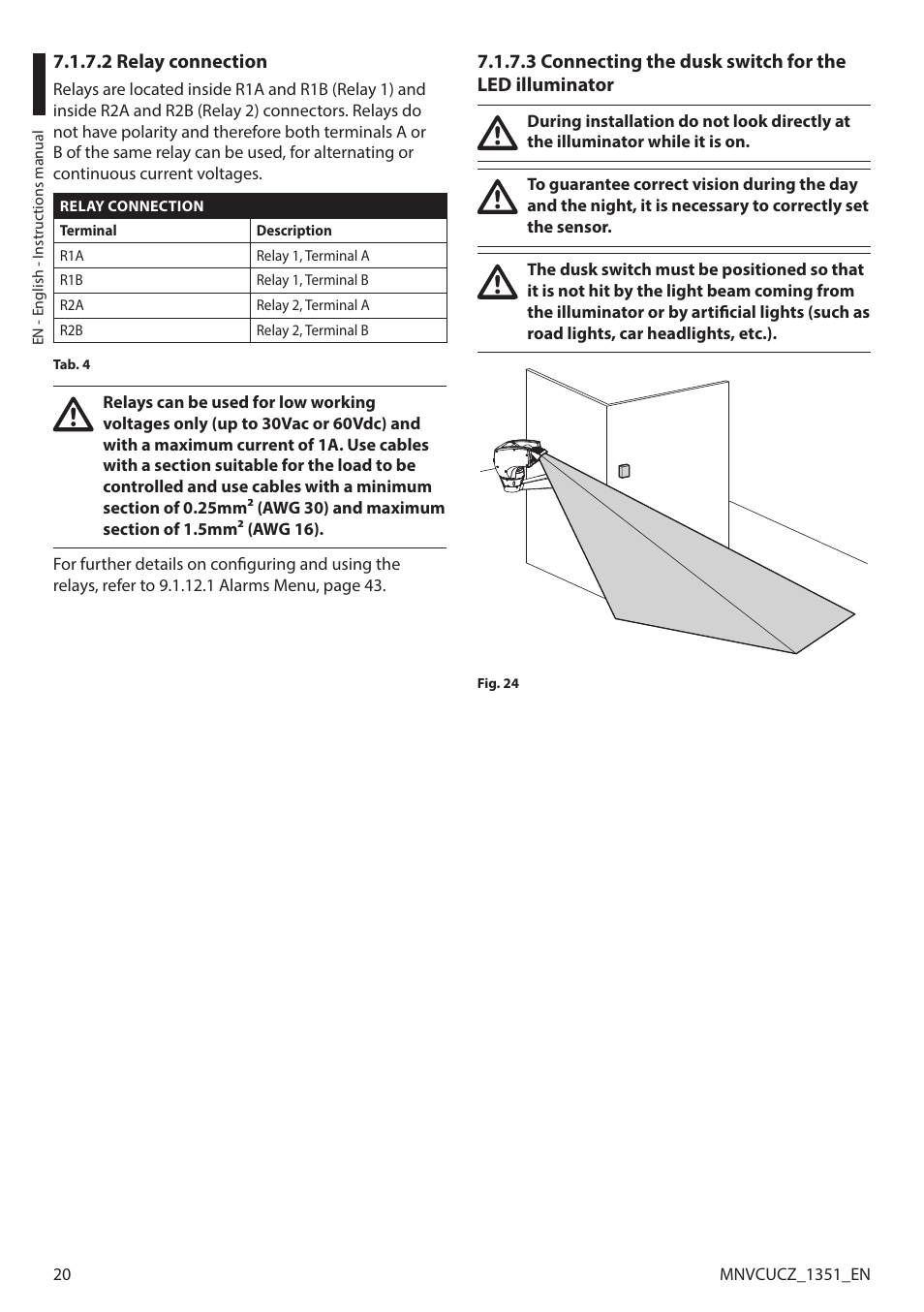 2 relay connection | Videotec ULISSE COMPACT User Manual | Page 20 / 82