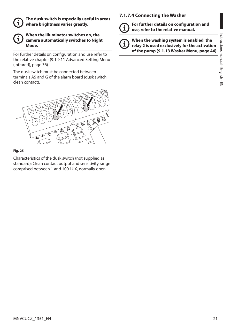 4 connecting the washer | Videotec ULISSE COMPACT User Manual | Page 21 / 82