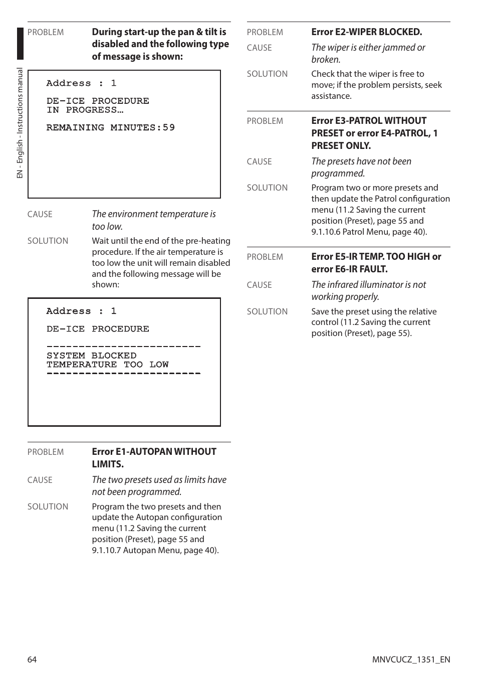 Videotec ULISSE COMPACT User Manual | Page 64 / 82