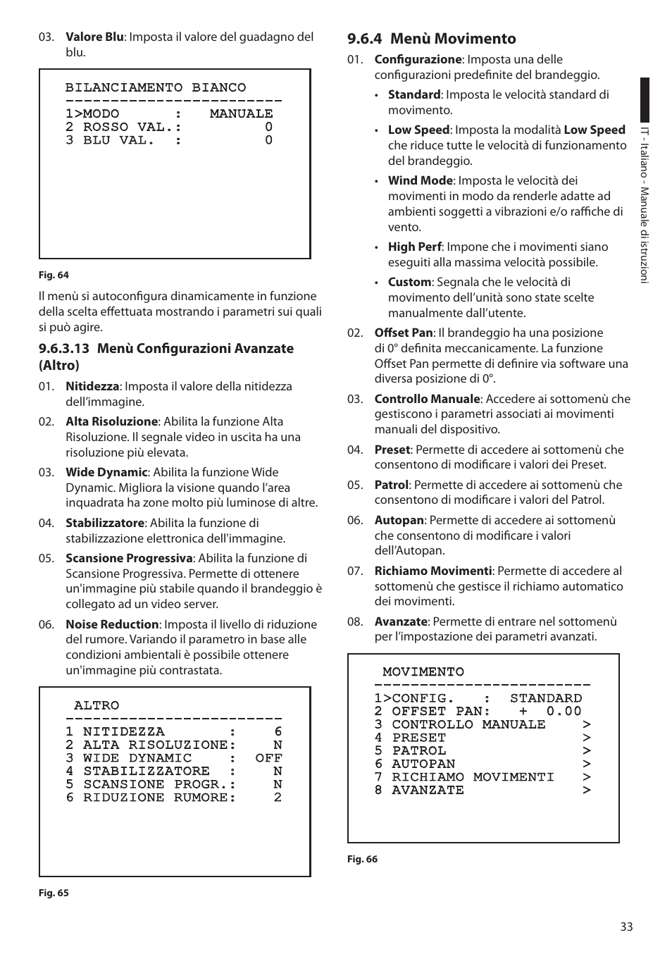 13 menù configurazioni avanzate (altro), 4 menù movimento | Videotec ULISSE COMPACT THERMAL User Manual | Page 101 / 268
