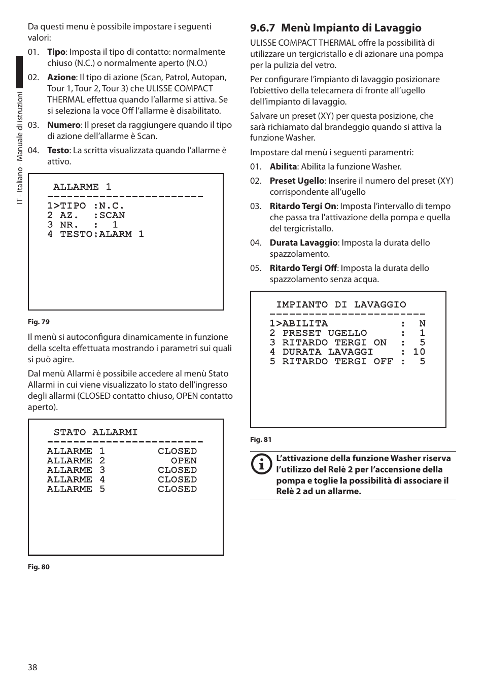 7 menù impianto di lavaggio | Videotec ULISSE COMPACT THERMAL User Manual | Page 106 / 268