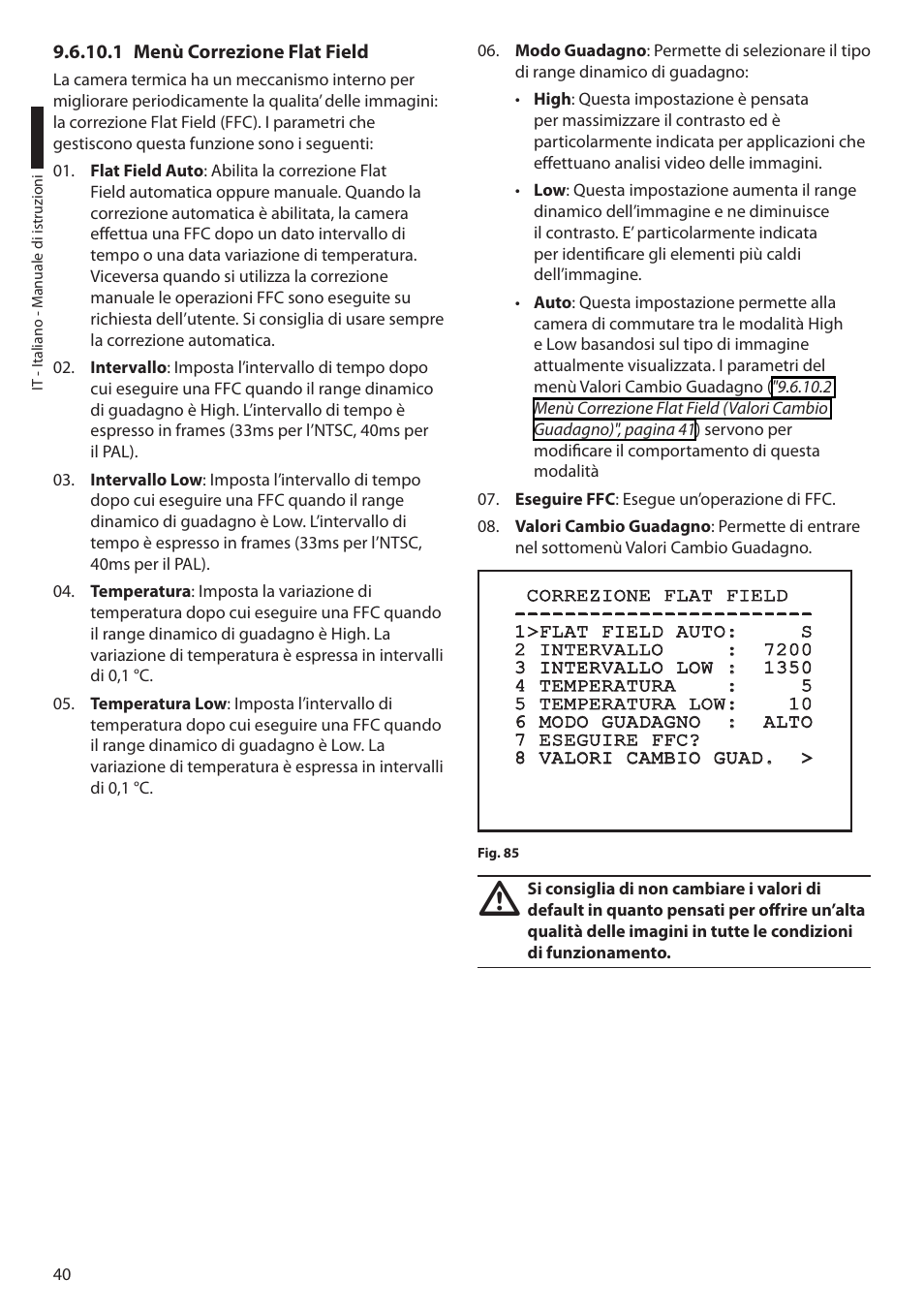 1 menù correzione flat field | Videotec ULISSE COMPACT THERMAL User Manual | Page 108 / 268