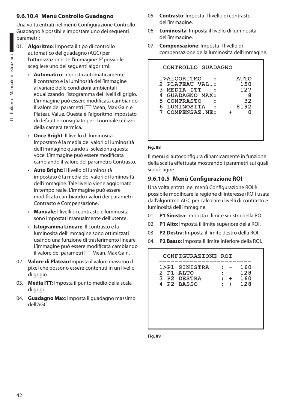 4 menù controllo guadagno, 5 menù configurazione roi | Videotec ULISSE COMPACT THERMAL User Manual | Page 110 / 268