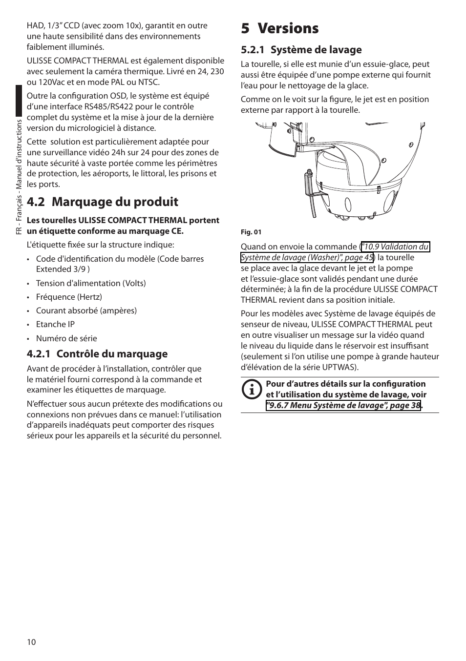 2 marquage du produit, 1 contrôle du marquage, 5 versions | 1 système de lavage | Videotec ULISSE COMPACT THERMAL User Manual | Page 144 / 268