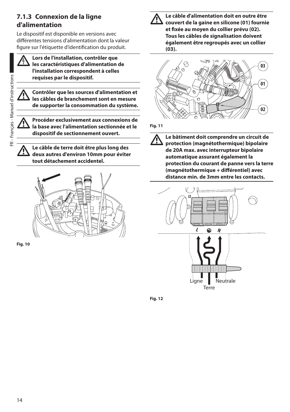 3 connexion de la ligne d'alimentation | Videotec ULISSE COMPACT THERMAL User Manual | Page 148 / 268