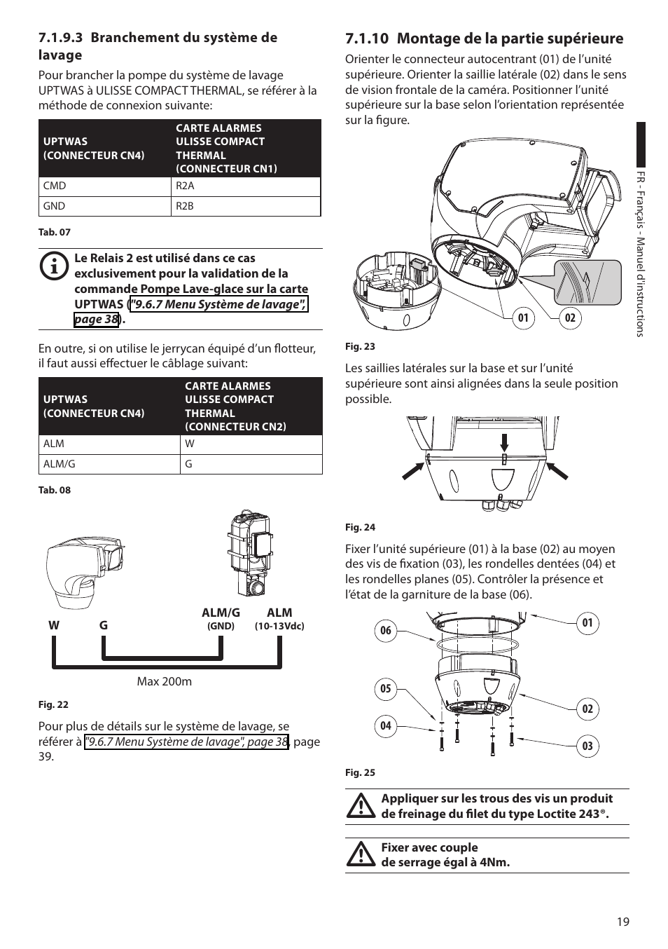 3 branchement du système de lavage, 10 montage de la partie supérieure | Videotec ULISSE COMPACT THERMAL User Manual | Page 153 / 268