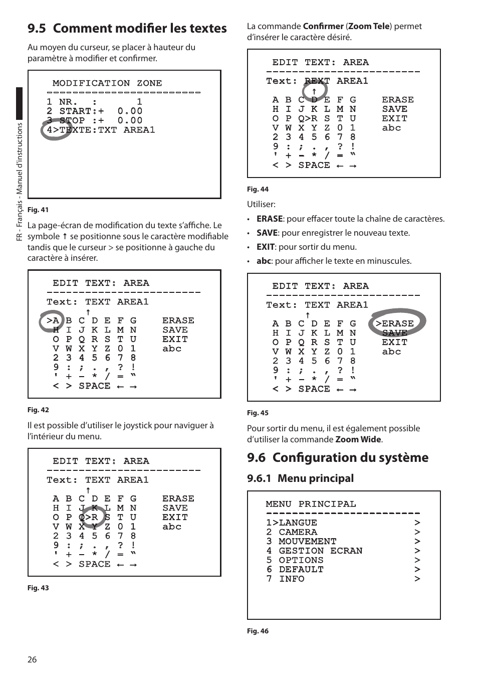 5 comment modifier les textes, 6 configuration du système, 1 menu principal | Videotec ULISSE COMPACT THERMAL User Manual | Page 160 / 268