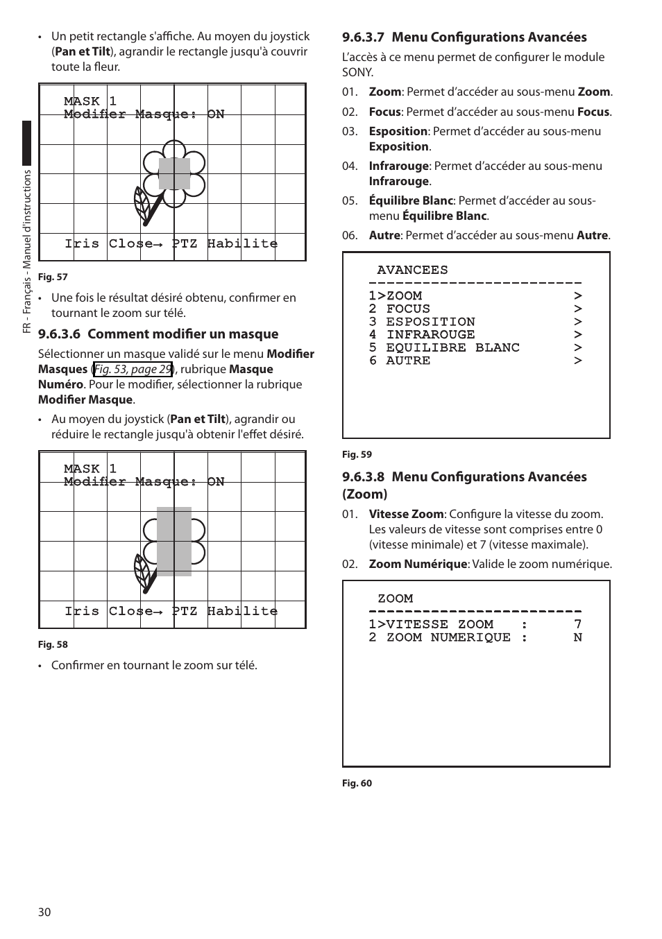 6 comment modifier un masque, 7 menu configurations avancées, 8 menu configurations avancées (zoom) | Videotec ULISSE COMPACT THERMAL User Manual | Page 164 / 268