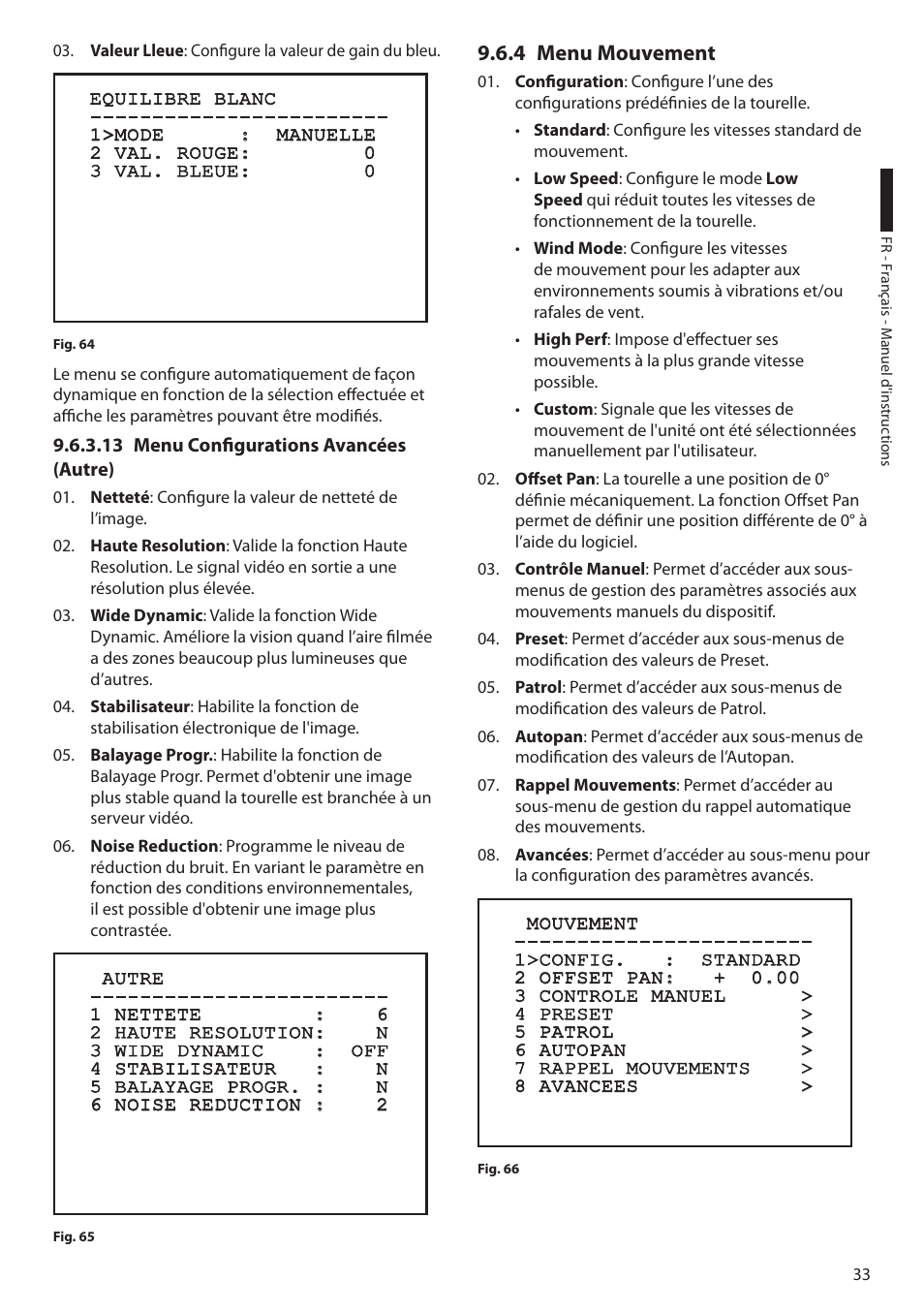 13 menu configurations avancées (autre), 4 menu mouvement | Videotec ULISSE COMPACT THERMAL User Manual | Page 167 / 268