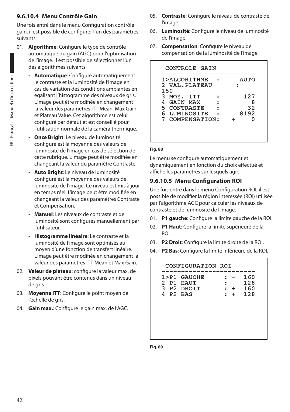 4 menu contrôle gain, 5 menu configuration roi | Videotec ULISSE COMPACT THERMAL User Manual | Page 176 / 268