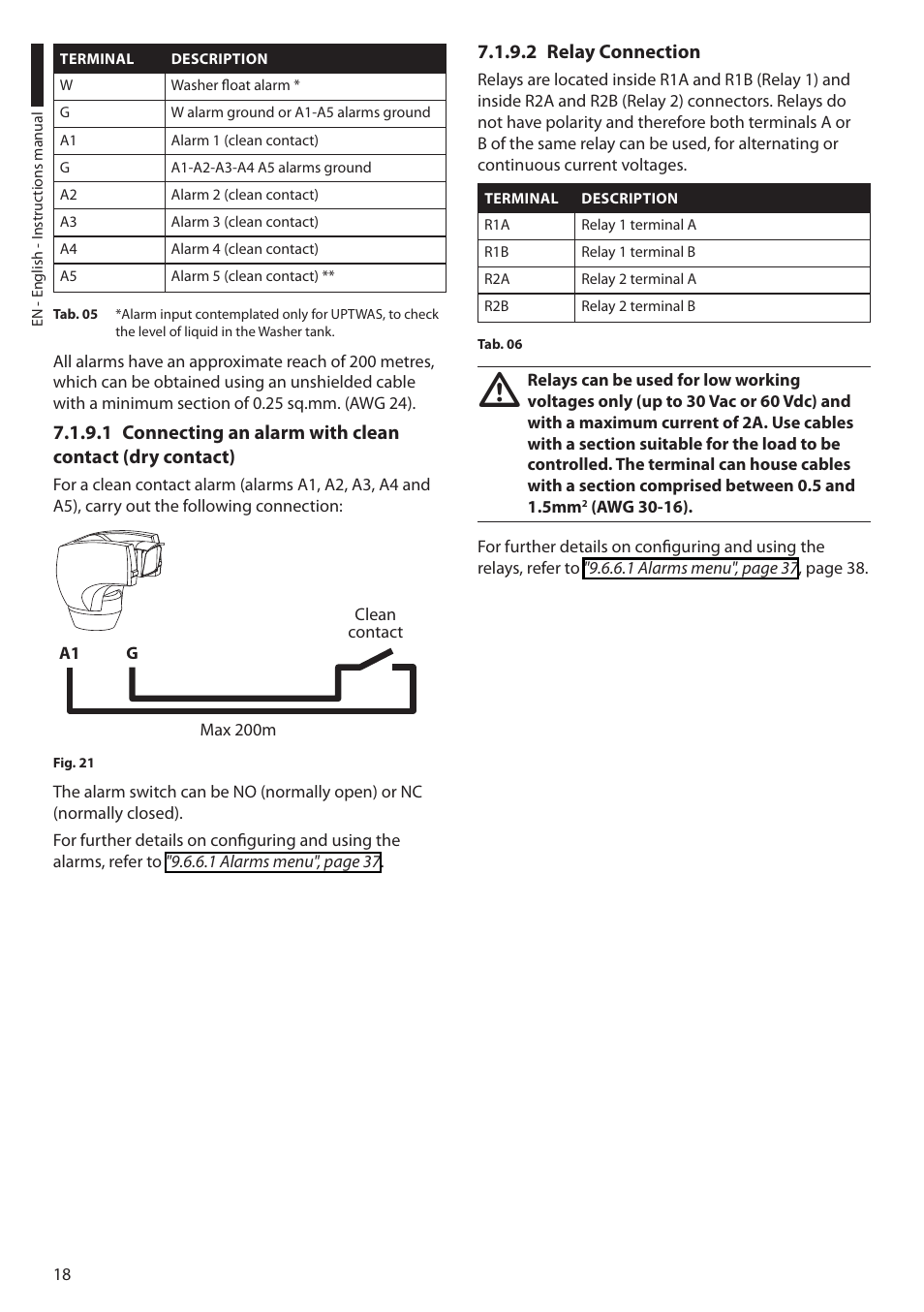 2 relay connection | Videotec ULISSE COMPACT THERMAL User Manual | Page 20 / 268