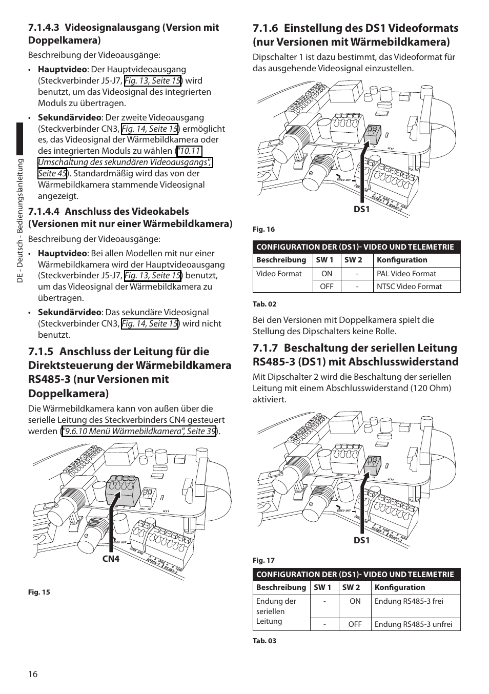 3 videosignalausgang (version mit doppelkamera), De - d eutsch - b edienungslanleitung | Videotec ULISSE COMPACT THERMAL User Manual | Page 216 / 268