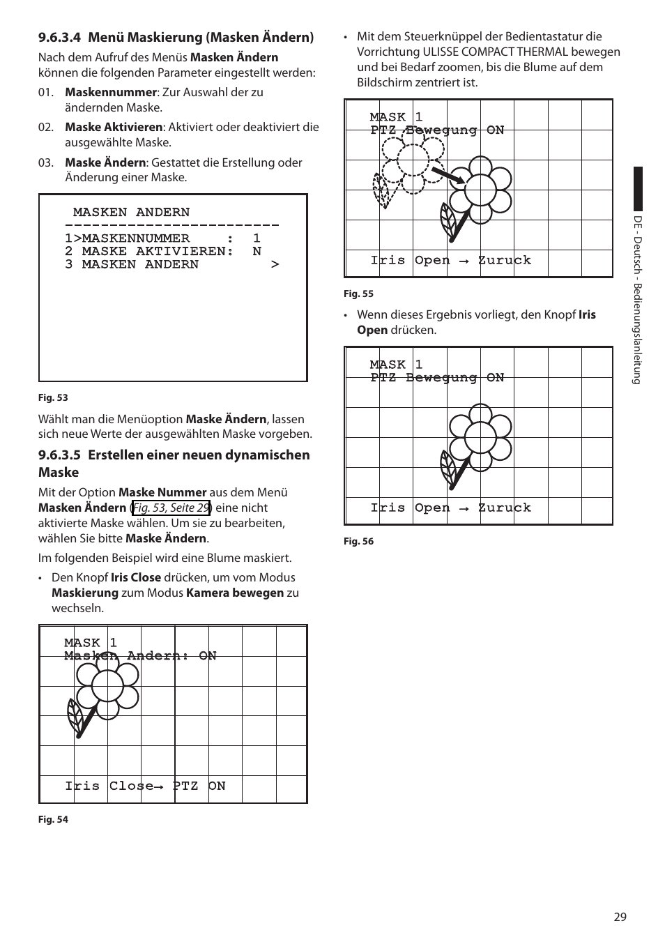 4 menü maskierung (masken ändern), 5 erstellen einer neuen dynamischen maske | Videotec ULISSE COMPACT THERMAL User Manual | Page 229 / 268