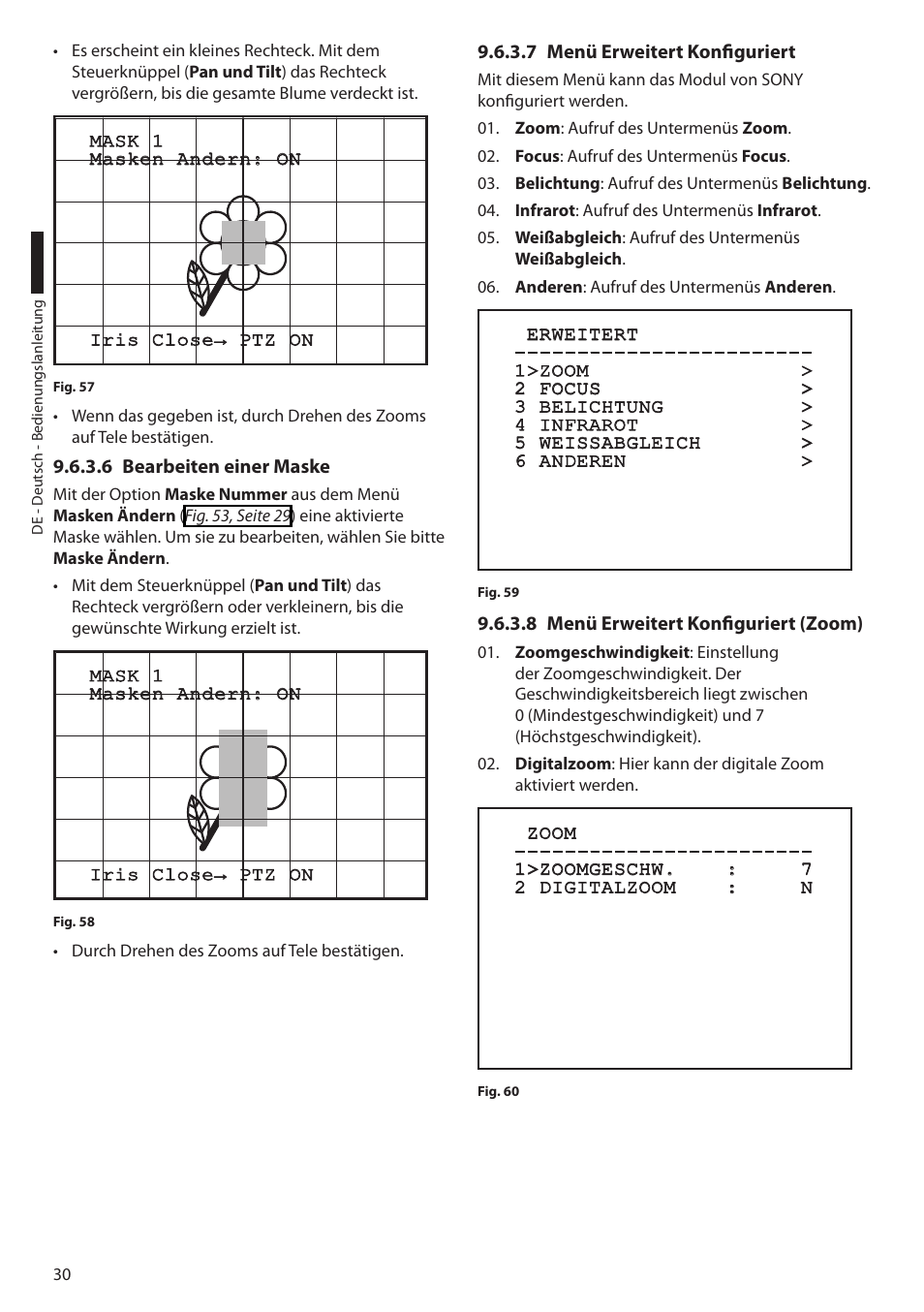 6 bearbeiten einer maske, 7 menü erweitert konfiguriert, 8 menü erweitert konfiguriert (zoom) | Videotec ULISSE COMPACT THERMAL User Manual | Page 230 / 268
