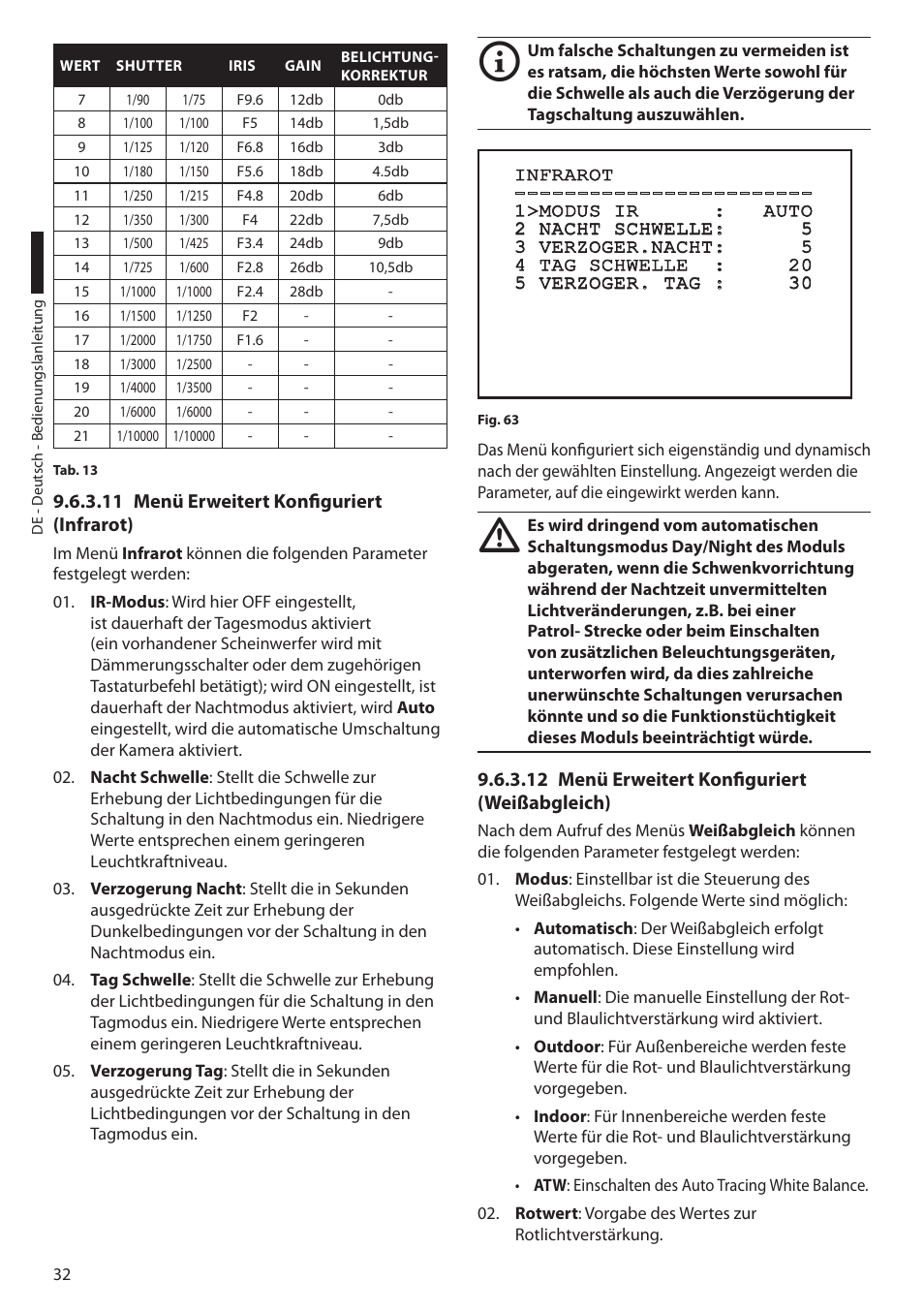 11 menü erweitert konfiguriert (infrarot), 12 menü erweitert konfiguriert (weißabgleich) | Videotec ULISSE COMPACT THERMAL User Manual | Page 232 / 268
