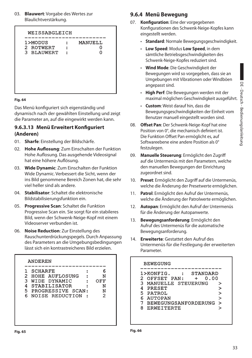 13 menü erweitert konfiguriert (anderen), 4 menü bewegung | Videotec ULISSE COMPACT THERMAL User Manual | Page 233 / 268