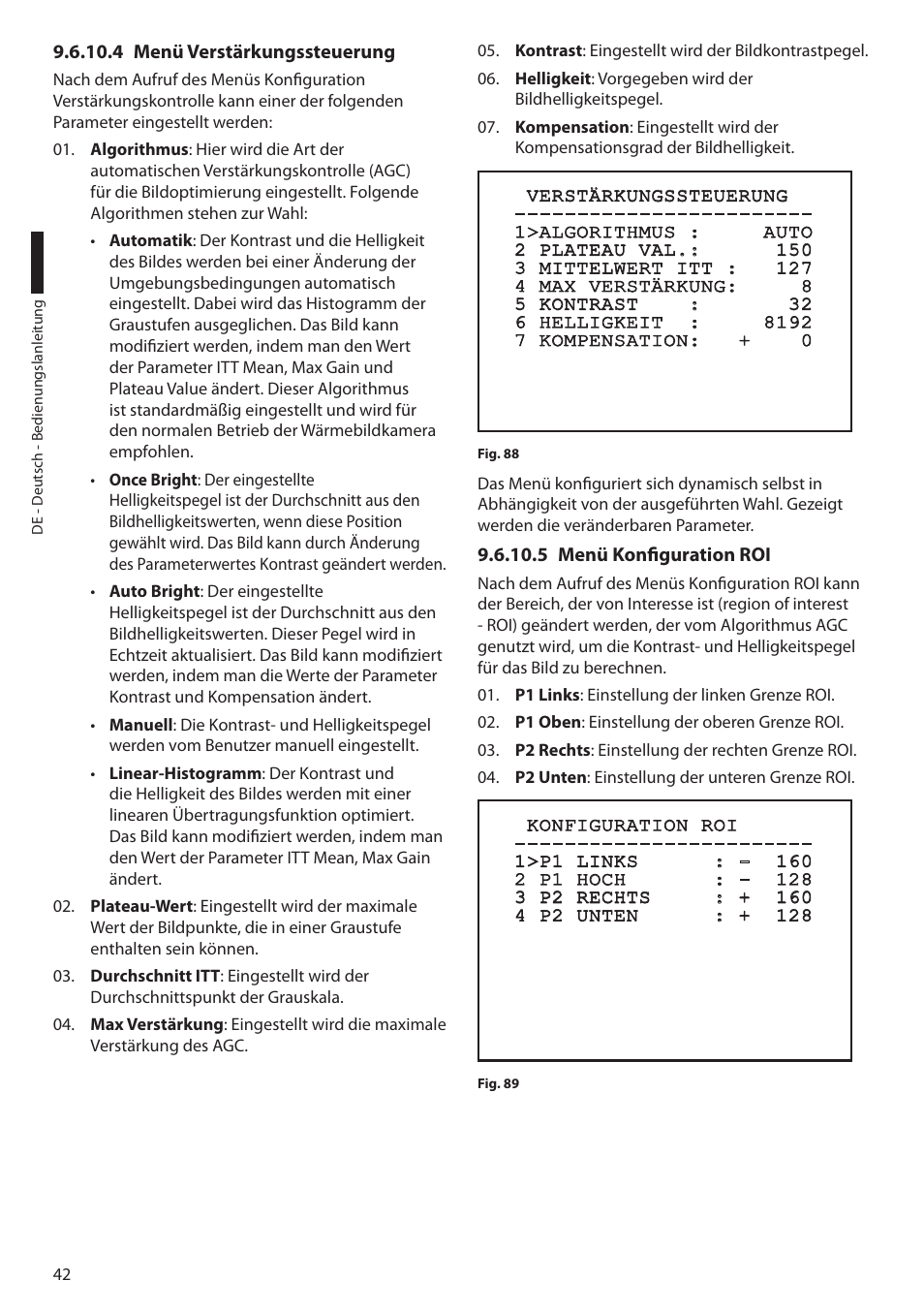 4 menü verstärkungssteuerung, 5 menü konfiguration roi | Videotec ULISSE COMPACT THERMAL User Manual | Page 242 / 268