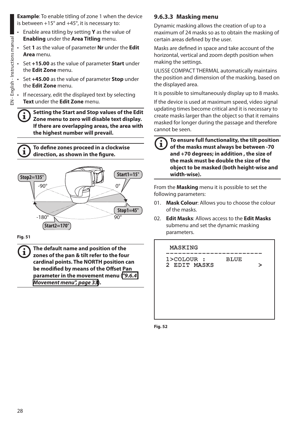 3 masking menu | Videotec ULISSE COMPACT THERMAL User Manual | Page 30 / 268