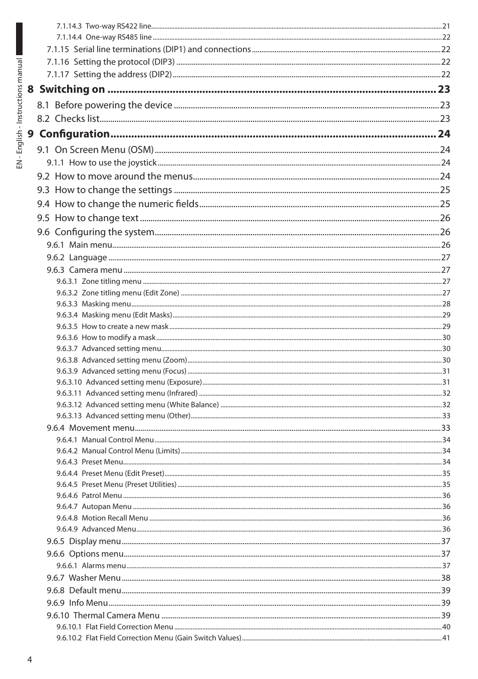 8 switching on, 9 configuration | Videotec ULISSE COMPACT THERMAL User Manual | Page 6 / 268