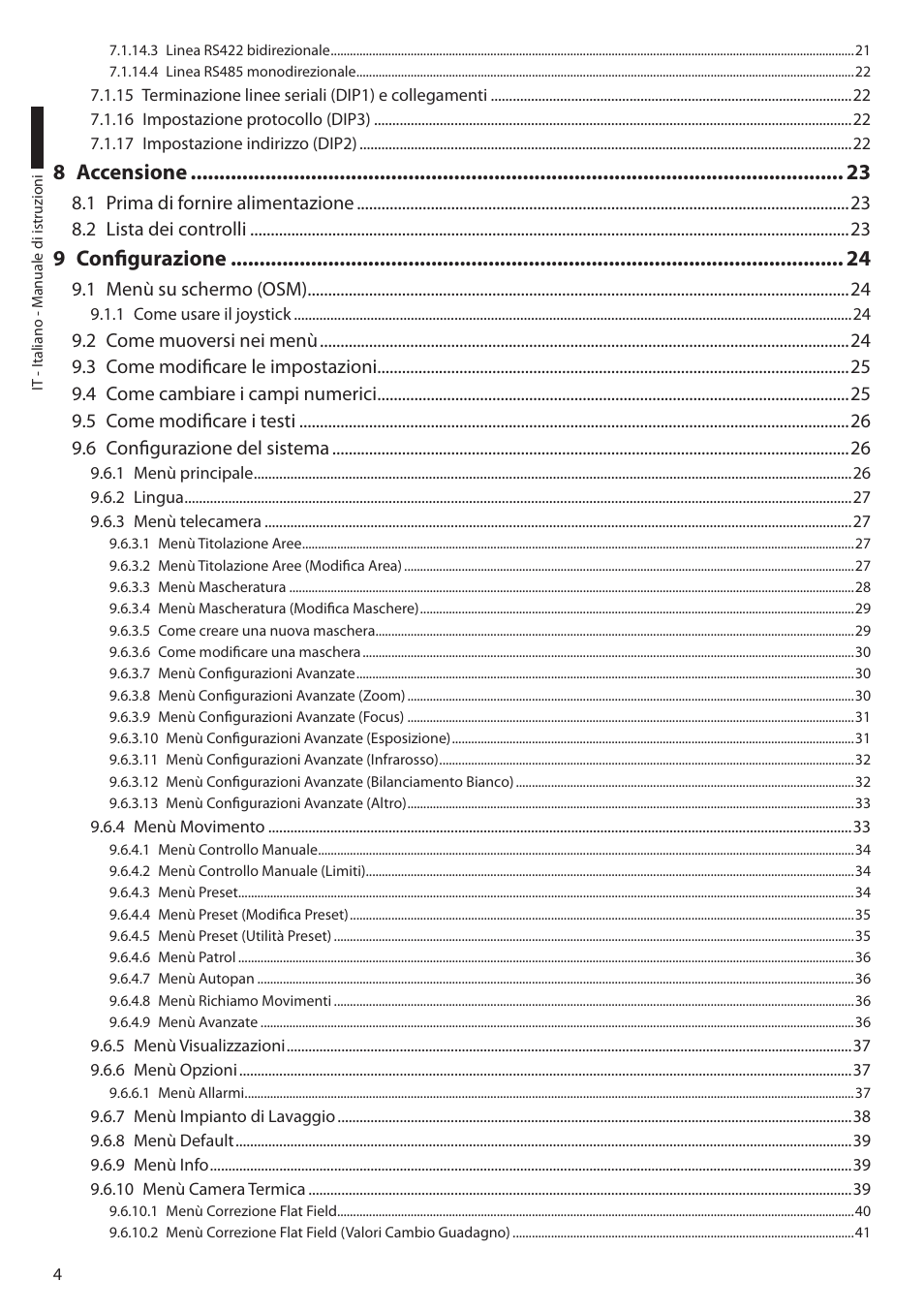 8 accensione, 9 configurazione | Videotec ULISSE COMPACT THERMAL User Manual | Page 72 / 268