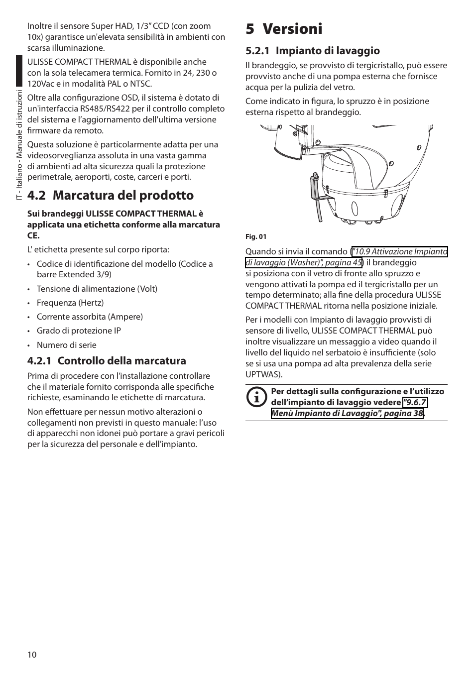 2 marcatura del prodotto, 1 controllo della marcatura, 5 versioni | 1 impianto di lavaggio | Videotec ULISSE COMPACT THERMAL User Manual | Page 78 / 268