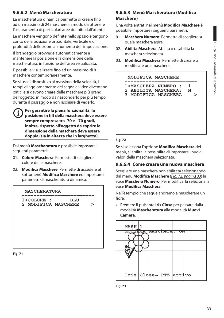 2 menù mascheratura, 3 menù mascheratura (modifica maschere), 4 come creare una nuova maschera | Videotec ULISSE User Manual | Page 103 / 276