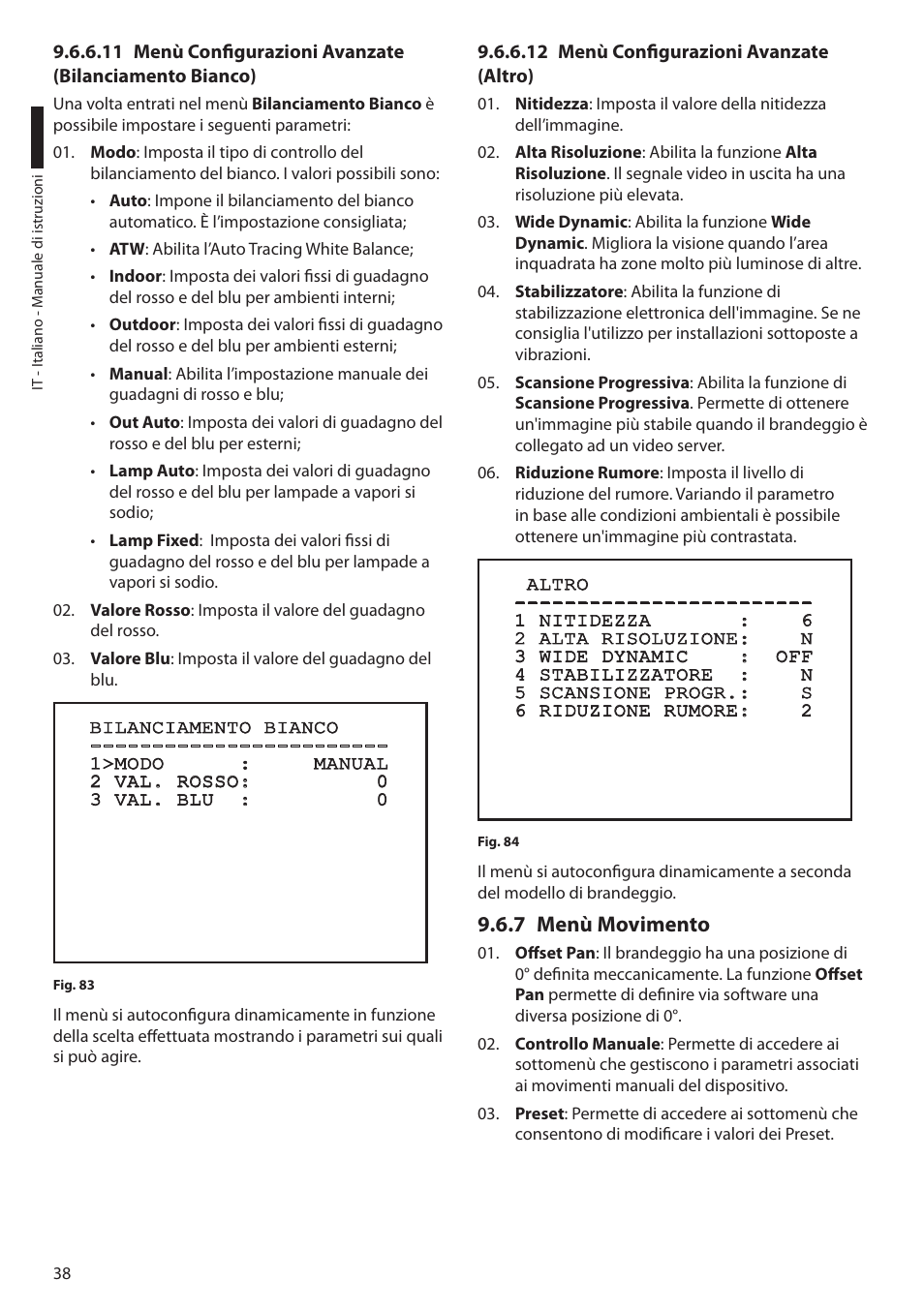 12 menù configurazioni avanzate (altro), 7 menù movimento | Videotec ULISSE User Manual | Page 108 / 276