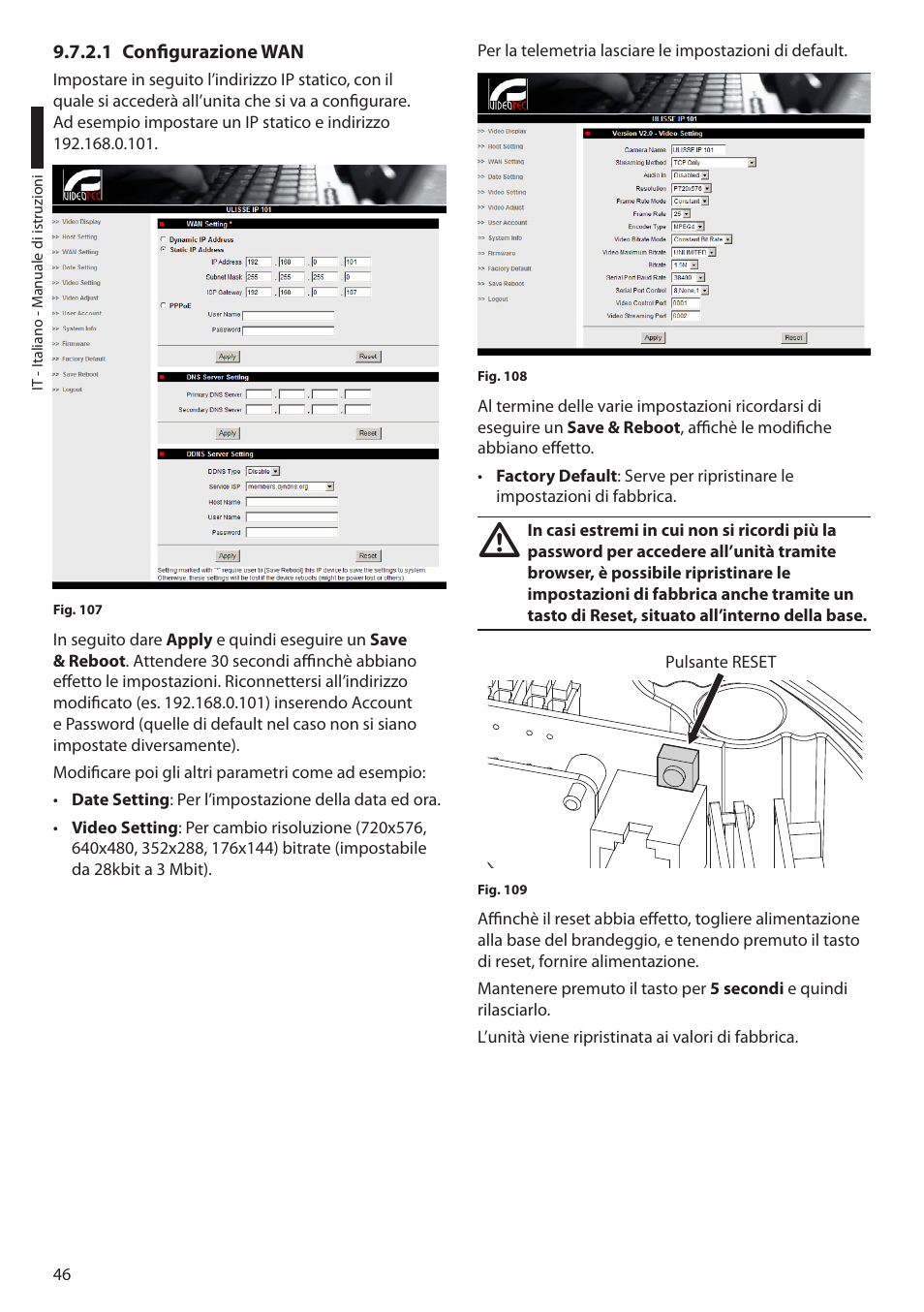 1 configurazione wan | Videotec ULISSE User Manual | Page 116 / 276