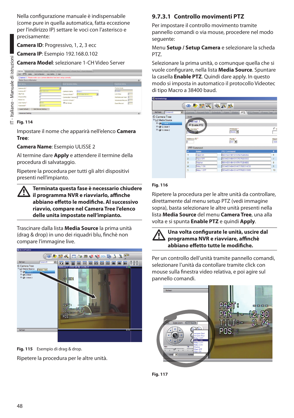 1 controllo movimenti ptz | Videotec ULISSE User Manual | Page 118 / 276