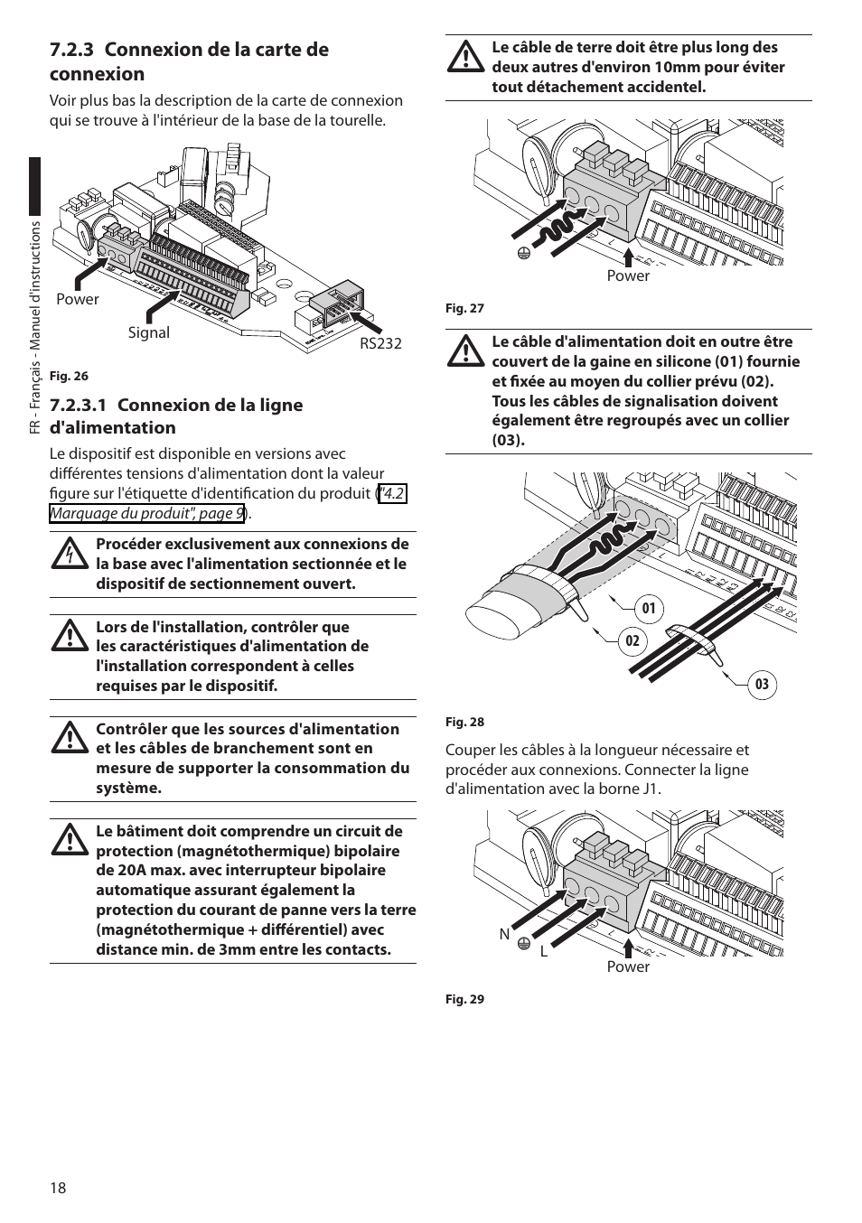 3 connexion de la carte de connexion, 1 connexion de la ligne d'alimentation | Videotec ULISSE User Manual | Page 156 / 276