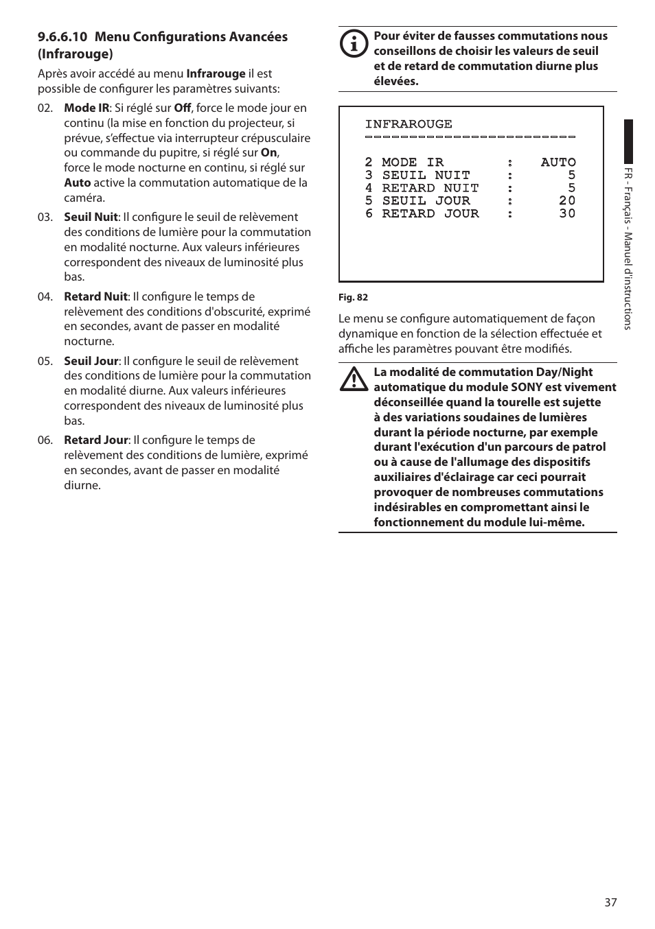 10 menu configurations avancées (infrarouge) | Videotec ULISSE User Manual | Page 175 / 276