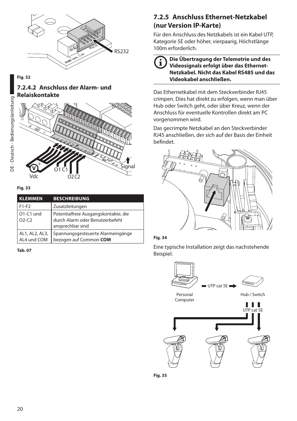 2 anschluss der alarm- und relaiskontakte | Videotec ULISSE User Manual | Page 226 / 276