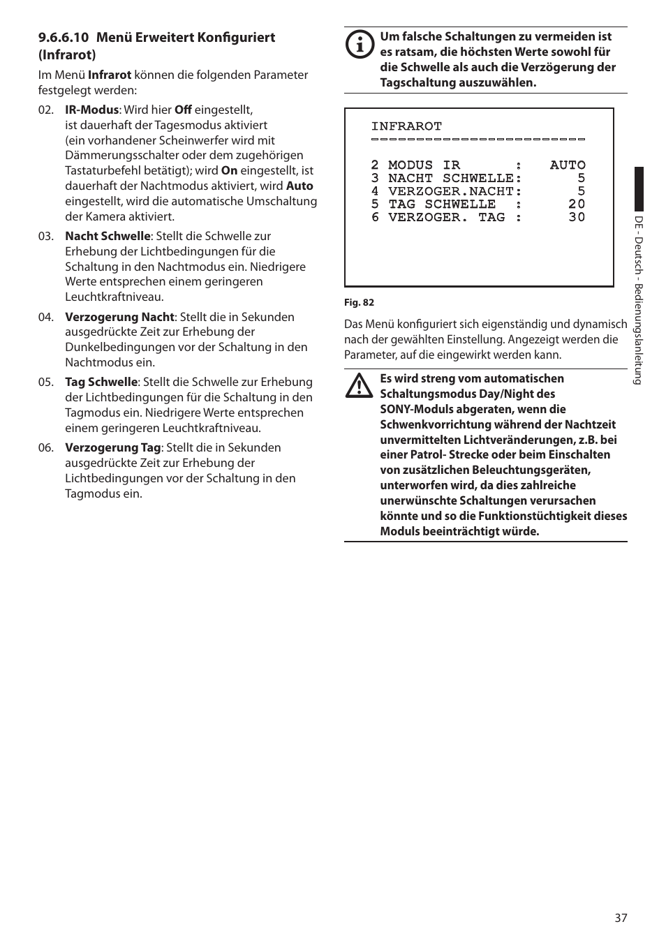 10 menü erweitert konfiguriert (infrarot) | Videotec ULISSE User Manual | Page 243 / 276