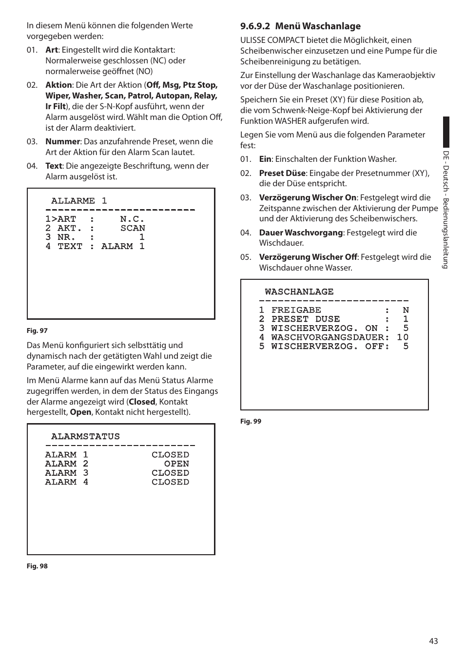 2 menü waschanlage | Videotec ULISSE User Manual | Page 249 / 276