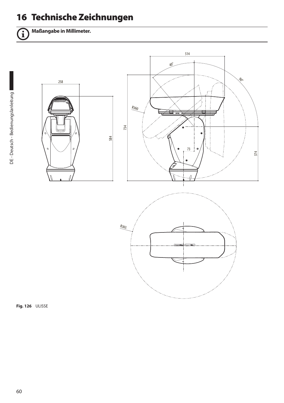 16 technische zeichnungen | Videotec ULISSE User Manual | Page 266 / 276