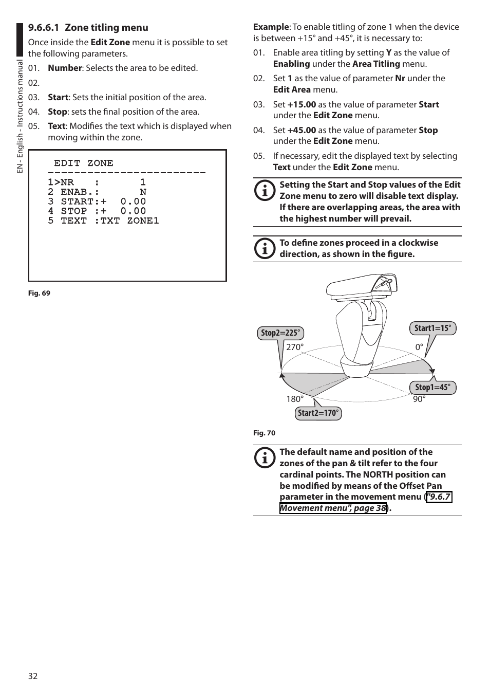 1 zone titling menu | Videotec ULISSE User Manual | Page 34 / 276