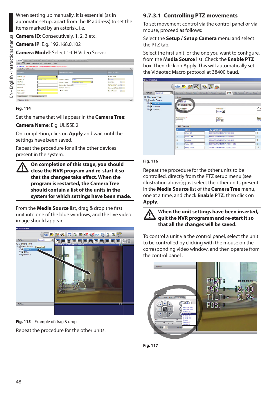1 controlling ptz movements | Videotec ULISSE User Manual | Page 50 / 276