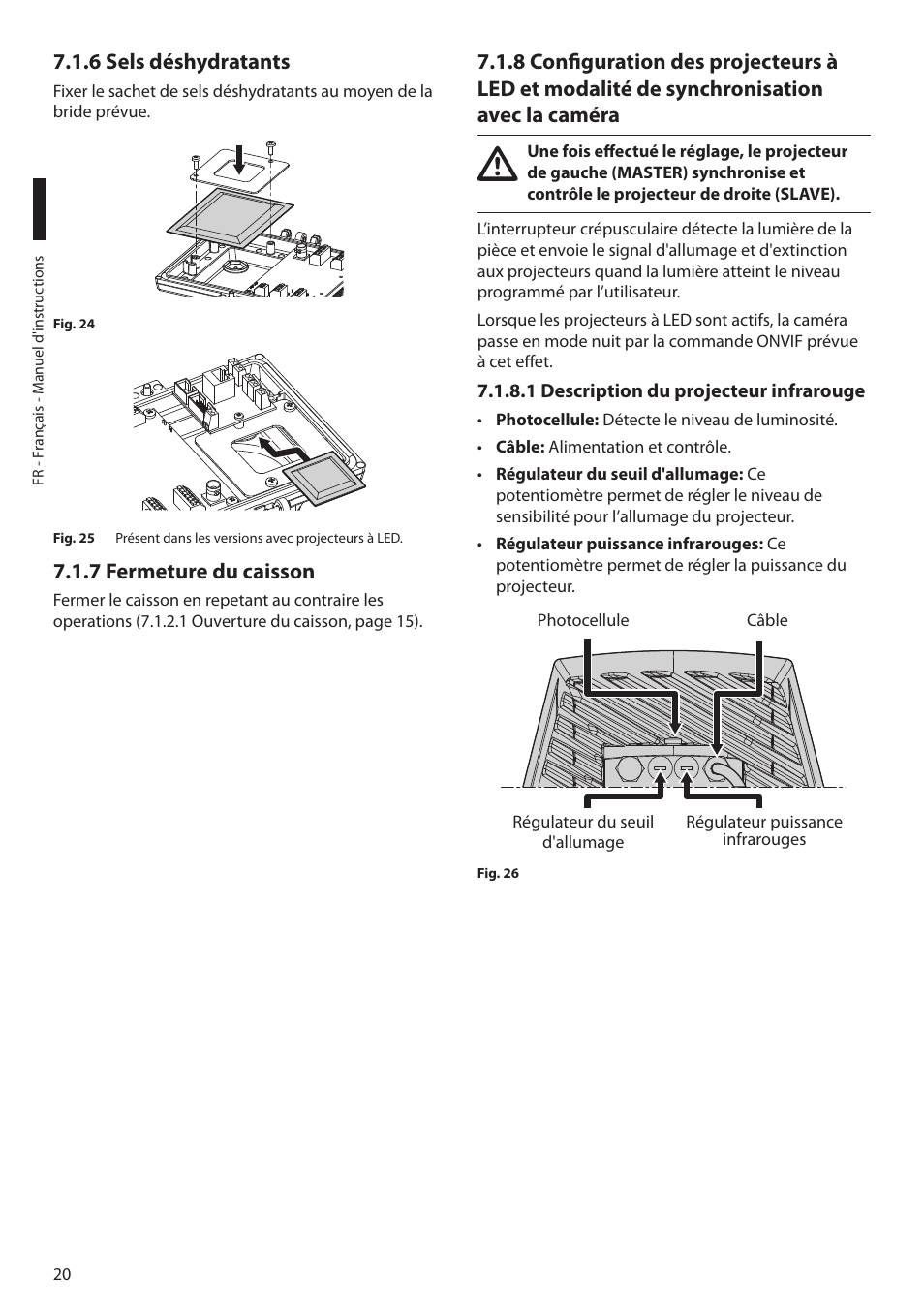 6 sels déshydratants, 7 fermeture du caisson, 1 description du projecteur infrarouge | Videotec ULISSE NETCAM User Manual | Page 122 / 204