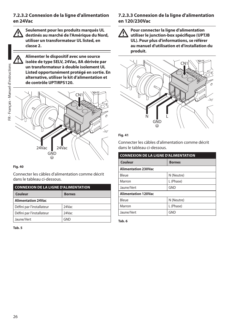 2 connexion de la ligne d'alimentation en 24vac | Videotec ULISSE NETCAM User Manual | Page 128 / 204