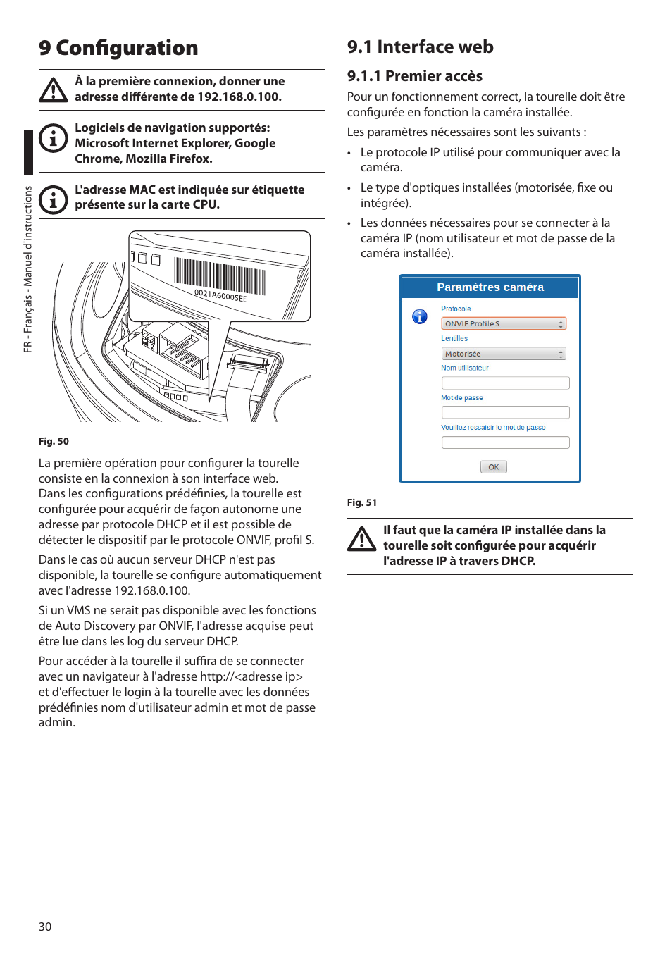 9 configuration, 1 interface web, 1 premier accès | Videotec ULISSE NETCAM User Manual | Page 132 / 204
