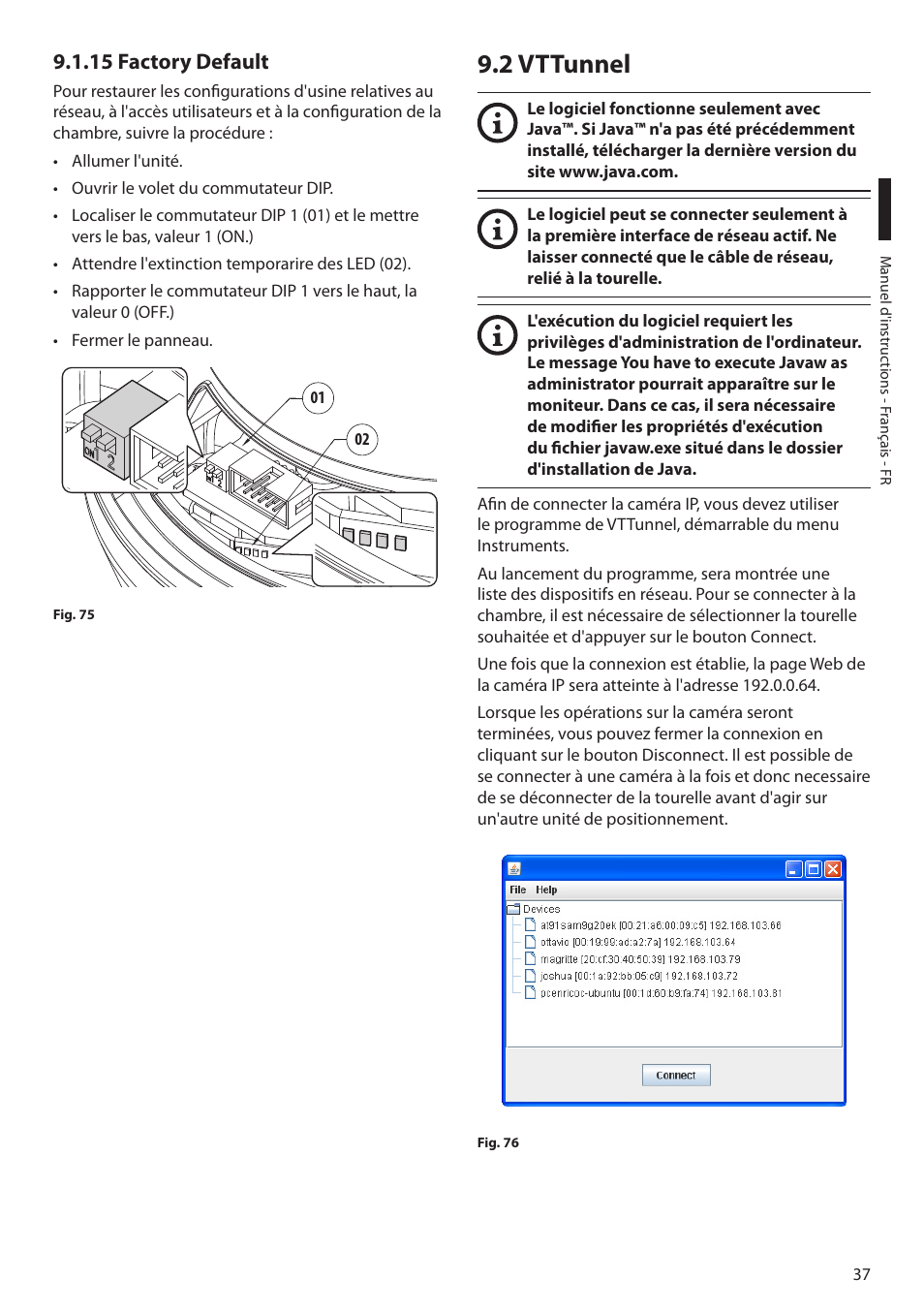 15 factory default, 2 vttunnel | Videotec ULISSE NETCAM User Manual | Page 139 / 204