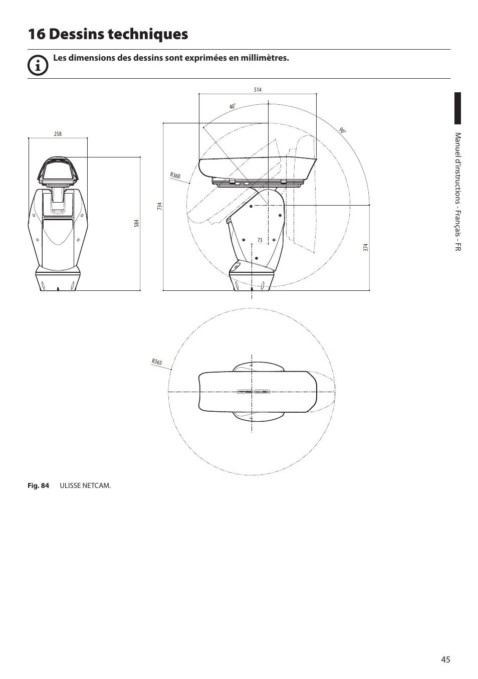 16 dessins techniques | Videotec ULISSE NETCAM User Manual | Page 147 / 204