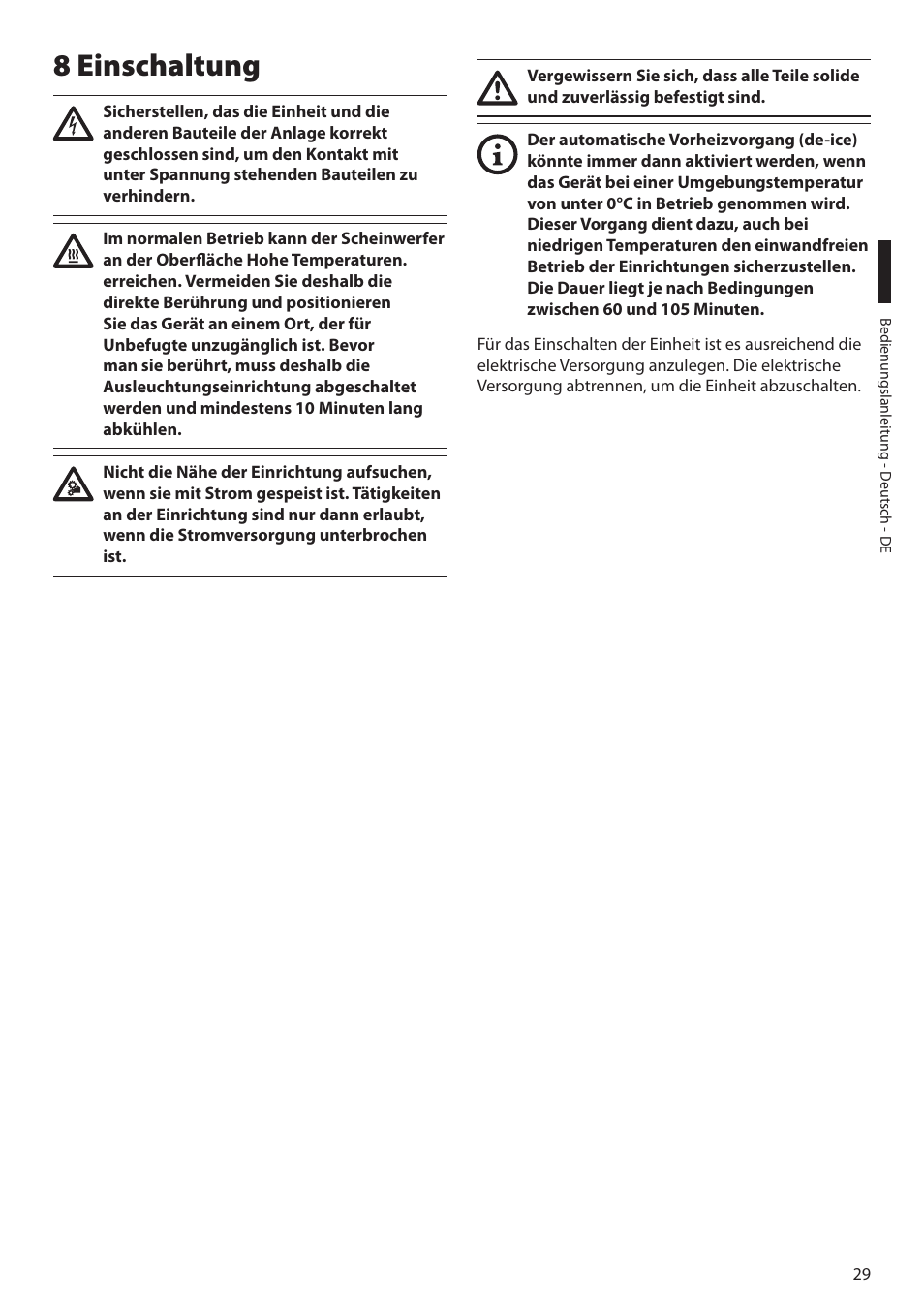 8 einschaltung | Videotec ULISSE NETCAM User Manual | Page 181 / 204