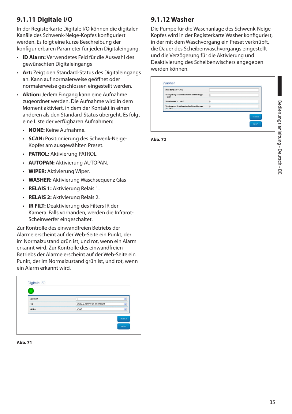 11 digitale i/o, 12 washer, 11 digitale i/o 9.1.12 washer | Videotec ULISSE NETCAM User Manual | Page 187 / 204