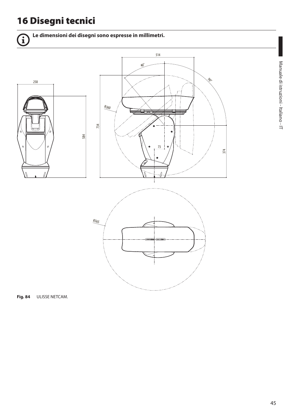 16 disegni tecnici | Videotec ULISSE NETCAM User Manual | Page 97 / 204