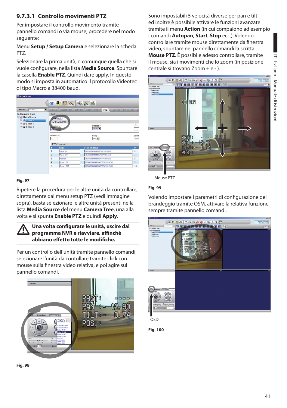 1 controllo movimenti ptz | Videotec ULISSE PLUS User Manual | Page 101 / 236