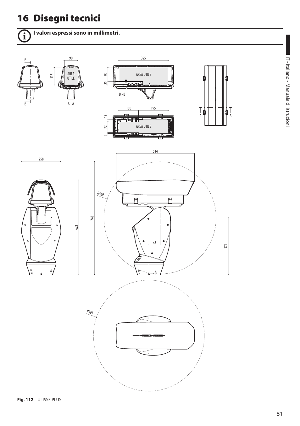 16 disegni tecnici | Videotec ULISSE PLUS User Manual | Page 111 / 236