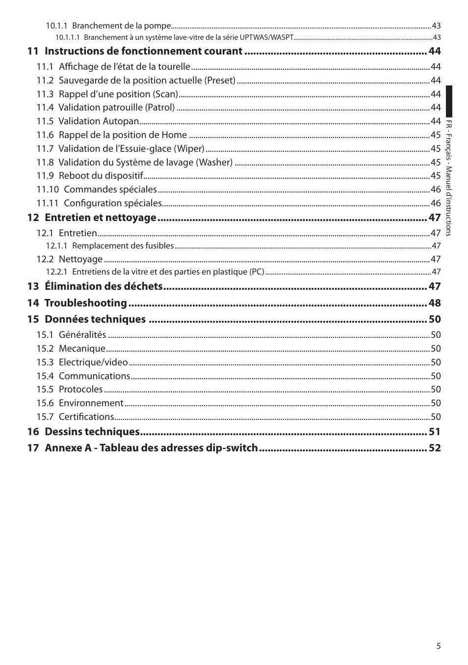 11 instructions de fonctionnement courant, 12 entretien et nettoyage | Videotec ULISSE PLUS User Manual | Page 123 / 236