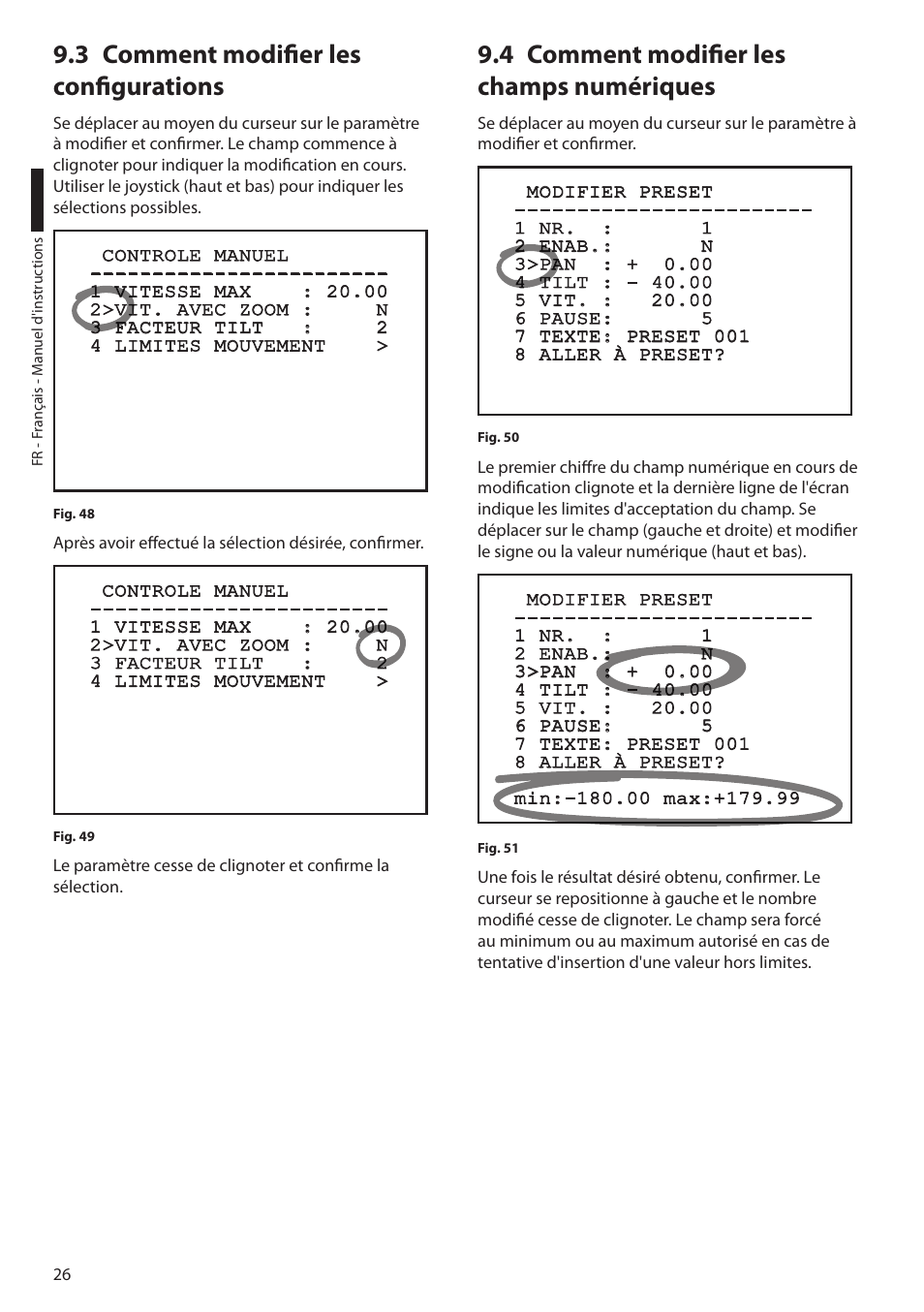 3 comment modifier les configurations, 4 comment modifier les champs numériques | Videotec ULISSE PLUS User Manual | Page 144 / 236